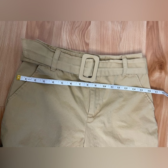 Who What Wear High Waist Wide Leg Belted Khaki Tan Cotton Pants - Size 2 - Picture 7 of 11
